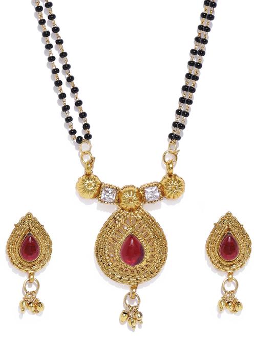 gold brass mangalsutra & drop earring - 16967707 - Very Small Image - 1