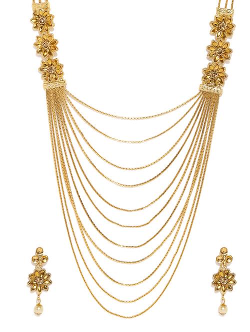gold brass set & drop earring - 16967718 - Very Small Image - 1