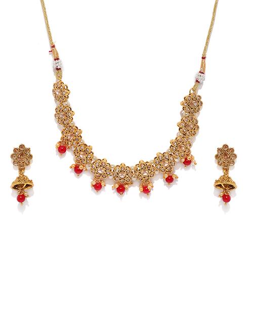 red brass set & drop earrings - 16967770 - Very Small Image - 1