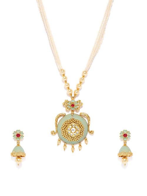 green brass pendants and earring - 16967800 - Very Small Image - 1