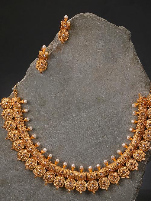 gold brass necklaces and earring - 16967841 - Very Small Image - 1