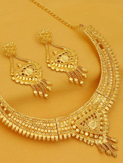 gold brass set & drop earrings - 16967843 - Very Small Image - 1