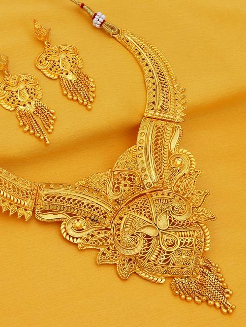 gold brass set & drop earrings - 16967850 - Very Small Image - 1