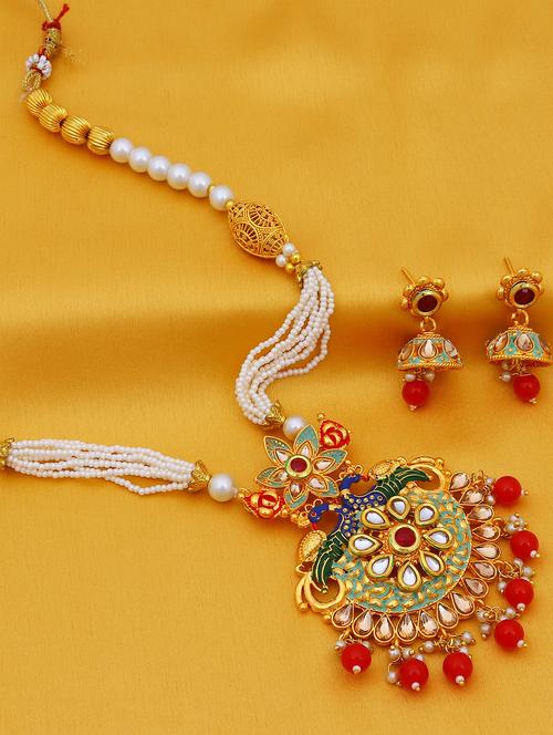 multi colored brass necklaces and earring - 16967860 - Very Small Image - 1