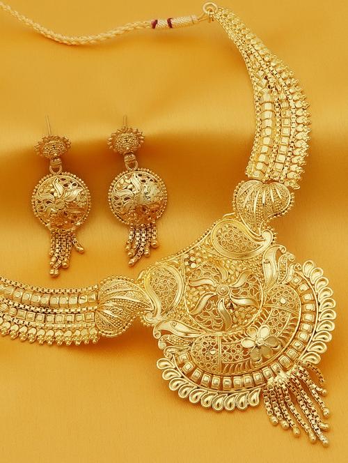 gold brass necklaces and earring - 16967871 - Very Small Image - 1