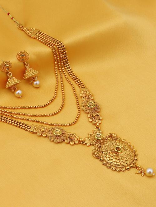 gold brass necklaces and earring - 16967893 - Very Small Image - 1