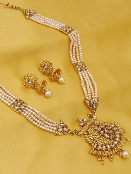 gold brass necklaces and earring - 16967899 - Very Small Image - 1