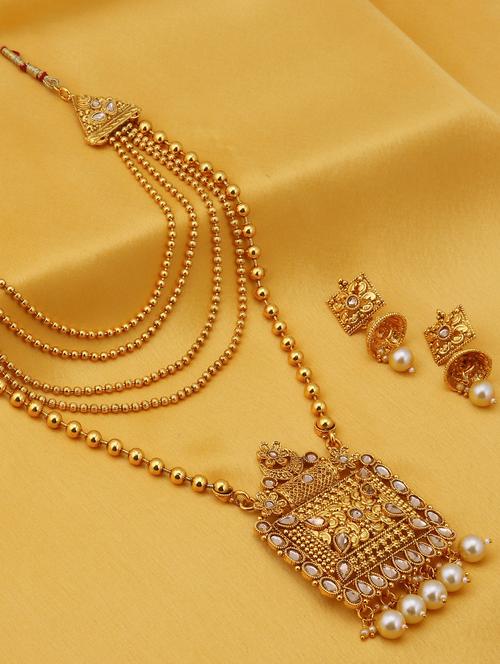 gold brass necklaces and earring - 16967903 - Very Small Image - 1