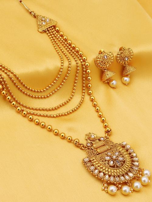 gold brass necklaces and earring - 16967916 - Very Small Image - 1