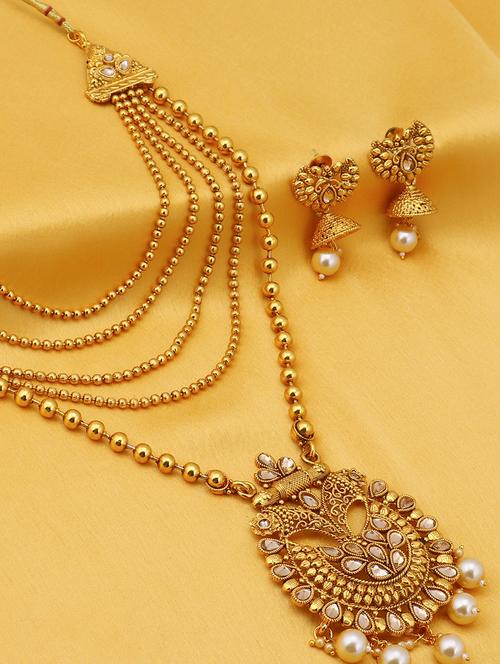 gold brass necklaces and earring - 16967919 - Very Small Image - 1