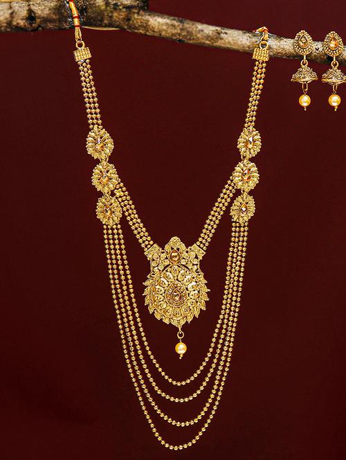gold brass necklaces and earring - 16967928 - Very Small Image - 1