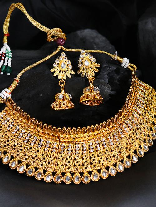 gold brass necklaces and earring - 16967932 - Very Small Image - 1