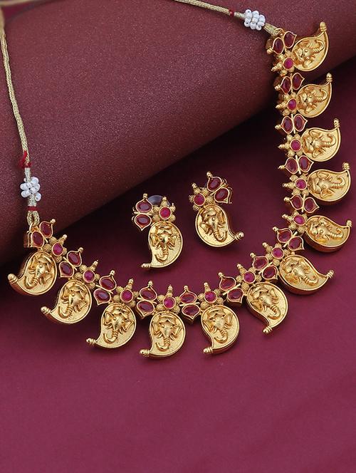 pink brass necklaces and earring - 16967944 - Very Small Image - 1