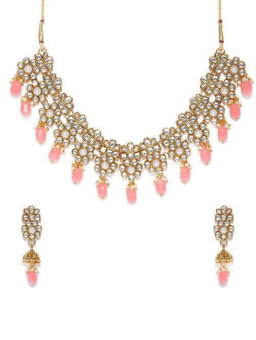 pink brass necklaces and earring - 16967956 - Very Small Image - 1