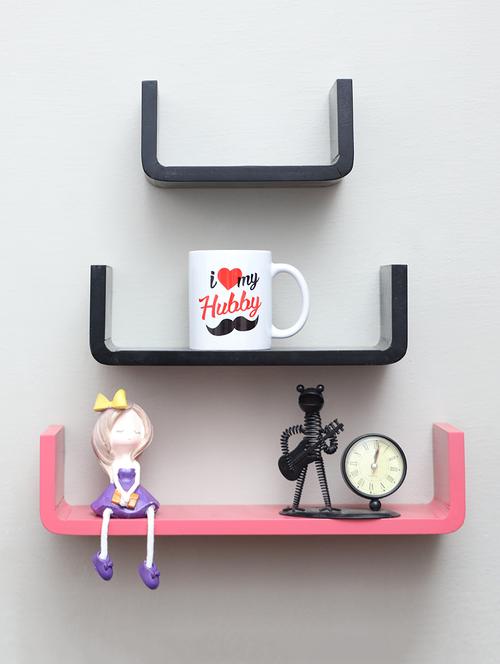 u shaped floating wall rack shelf (set of 3) - 16968759 - Very Small Image - 1
