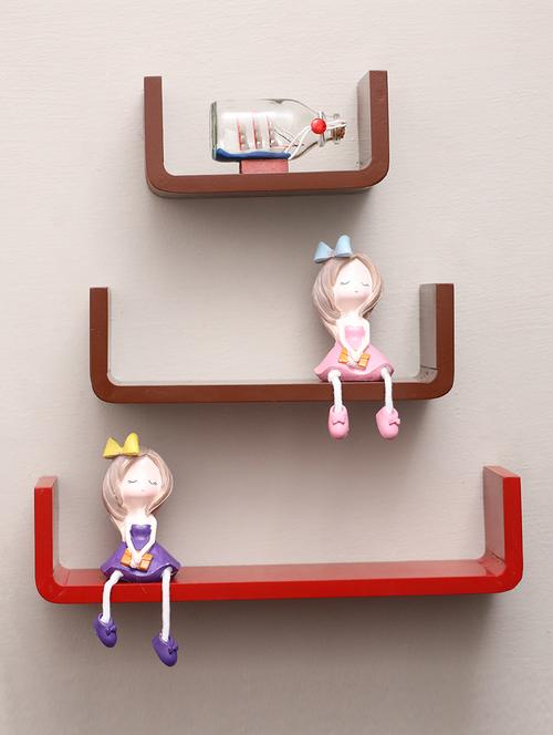 u shaped floating wall rack shelf (set of 3) - 16968765 - Very Small Image - 1