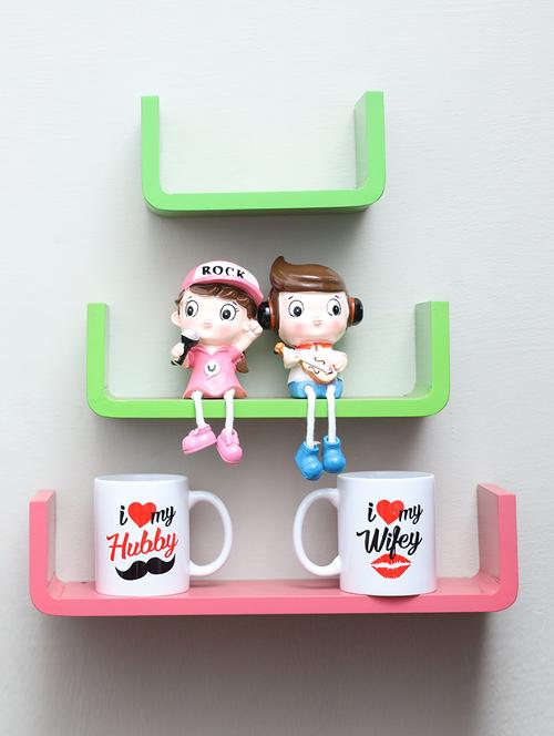 u shaped floating wall rack shelf (set of 3) - 16968768 - Very Small Image - 1