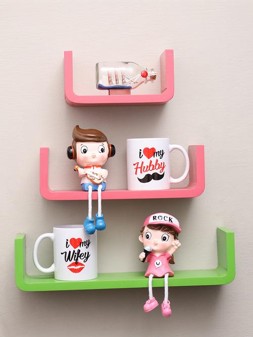 u shaped floating wall rack shelf (set of 3) - 16968775 - Very Small Image - 1