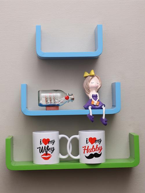 u shaped floating wall rack shelf (set of 3) - 16968784 - Very Small Image - 1