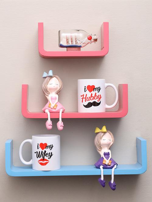 u shaped floating wall rack shelf (set of 3) - 16968785 - Very Small Image - 1