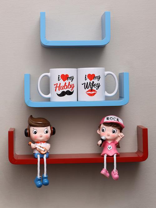 u shaped floating wall rack shelf (set of 3) - 16968786 - Very Small Image - 1