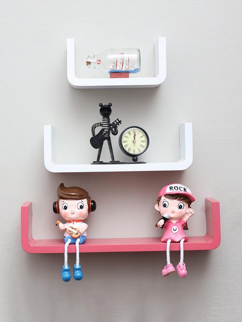 u shaped floating wall rack shelf (set of 3) - 16968793 - Very Small Image - 1