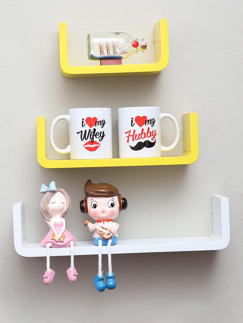 u shaped floating wall rack shelf (set of 3) - 16968798 - Very Small Image - 1