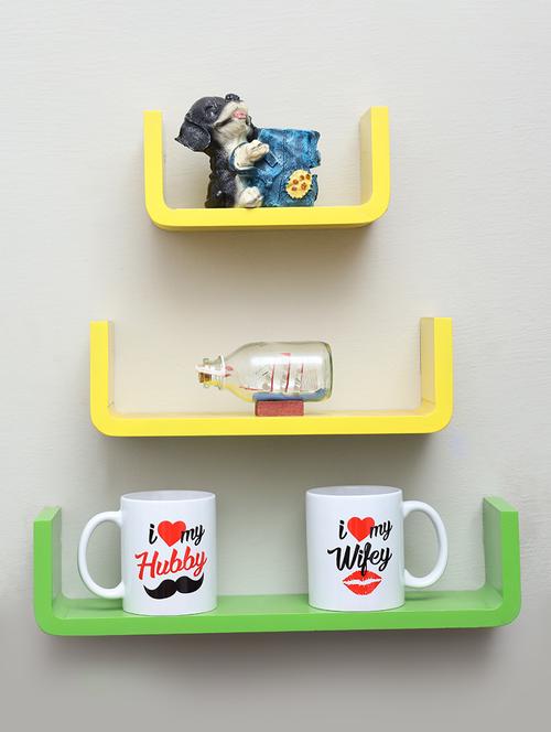 u shaped floating wall rack shelf (set of 3) - 16968802 - Very Small Image - 1