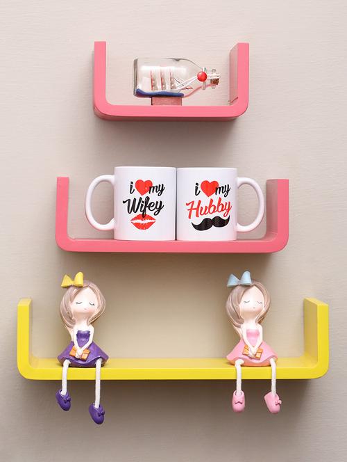 u shaped floating wall rack shelf (set of 3) - 16968803 - Very Small Image - 1