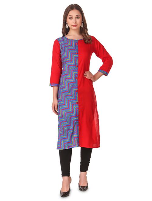 color block straight kurta - 16969102 - Very Small Image - 1