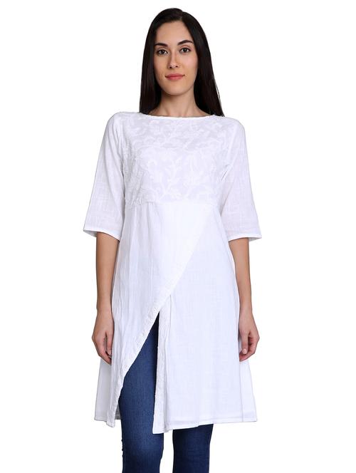 chikankari front slit a-line kurta - 16969199 - Very Small Image - 1