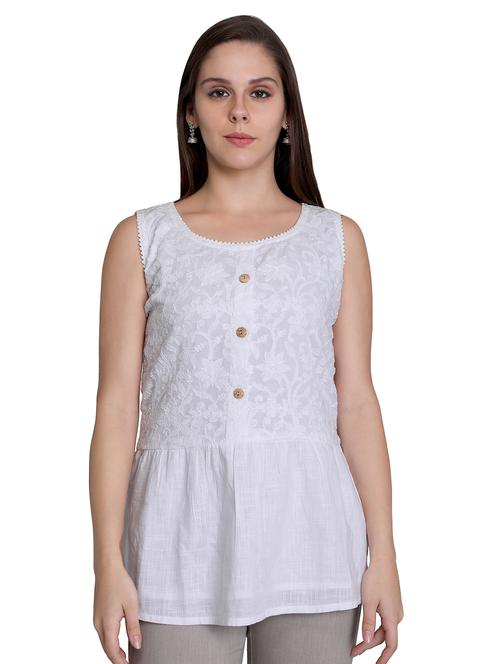 round neck embroidered detail top - 16969202 - Very Small Image - 1