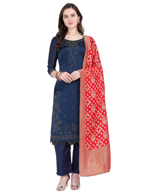 embellished straight pant semi-stitched suit - 16969306 - Very Small Image - 1