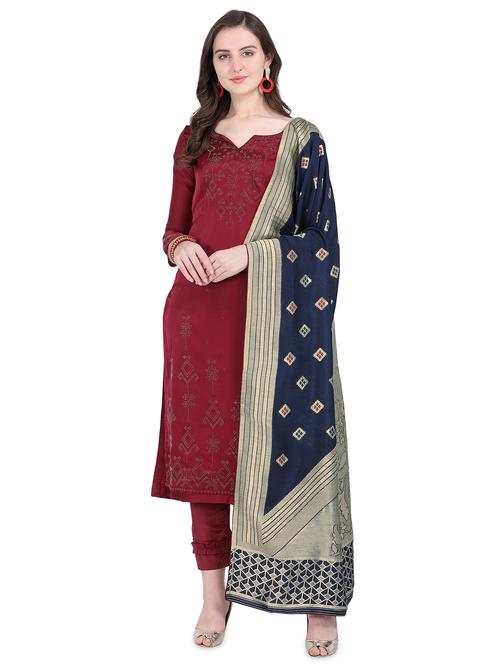 embellished straight pant semi-stitched suit - 16969307 - Very Small Image - 1