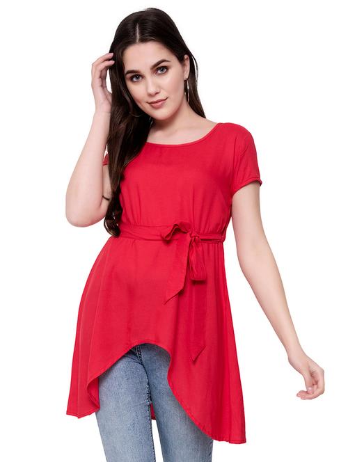 tie front asymmetric tunic - 16971230 - Very Small Image - 1