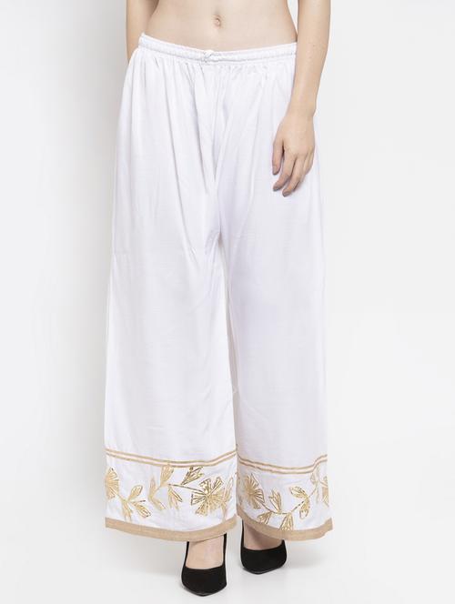 white rayon straight palazzo - 16971314 - Very Small Image - 1