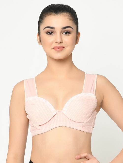 pink cotton maternitynursing bra - 16971711 - Very Small Image - 1