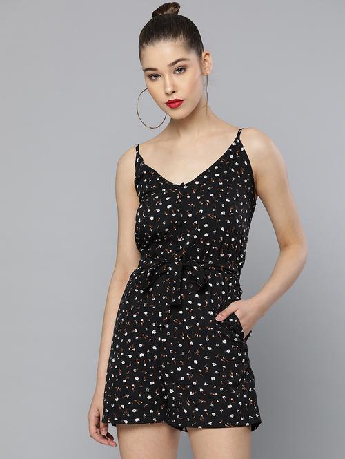 tie front floral romper - 16971940 - Very Small Image - 1