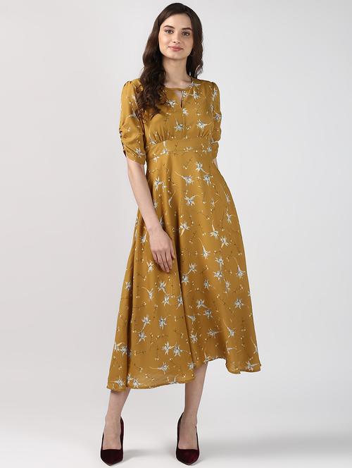 keyhole neck floral a-line dress - 16972091 - Very Small Image - 1
