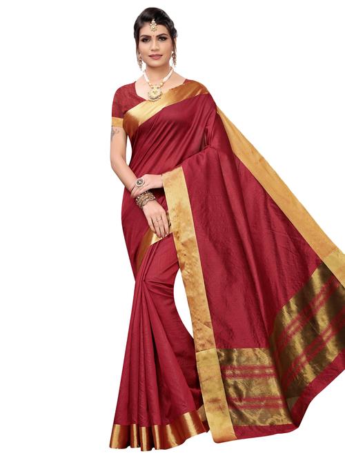 solid banarasi saree with blouse - 16972629 - Very Small Image - 1