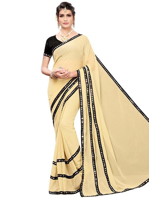 contrast solid saree with blouse - 16972649 - Very Small Image - 1
