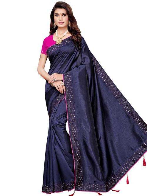 solid banarasi saree with blouse - 16972666 - Very Small Image - 1