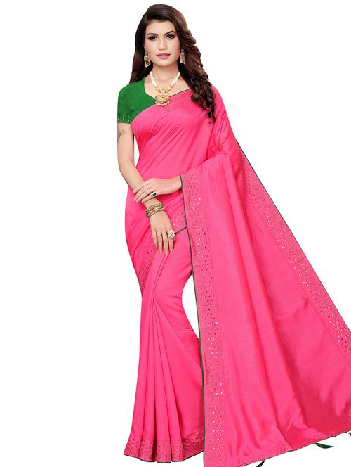 solid banarasi saree with blouse - 16972667 - Very Small Image - 1