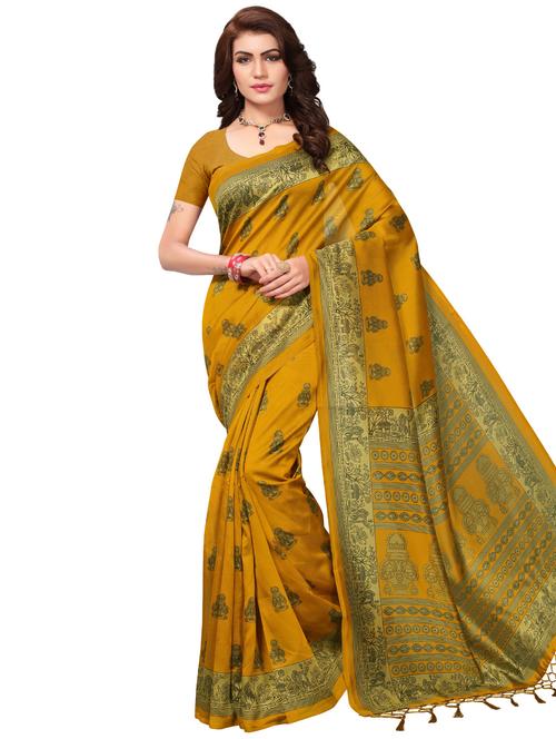 ethnic motif printed saree with blouse - 16972717 - Very Small Image - 1