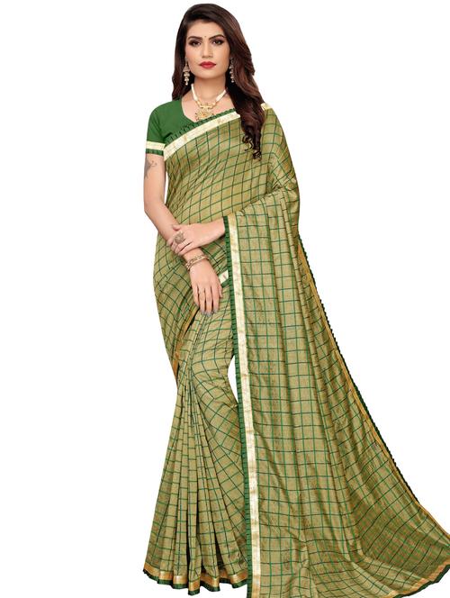 checkered banarasi saree with blouse - 16972720 - Very Small Image - 1