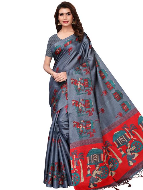 conversational printed saree with blouse - 16972737 - Very Small Image - 1