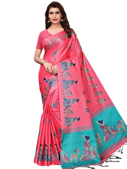 conversational printed saree with blouse - 16972747 - Very Small Image - 1