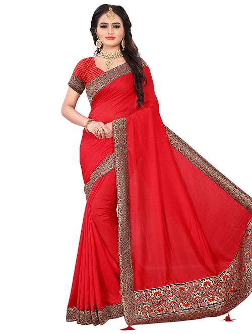 solid bordered saree with blouse - 16972764 - Very Small Image - 1