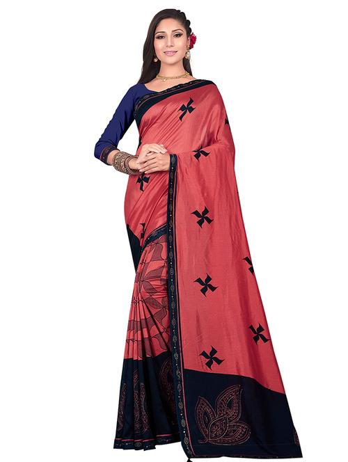 floral printed saree with blouse - 16972800 - Very Small Image - 1