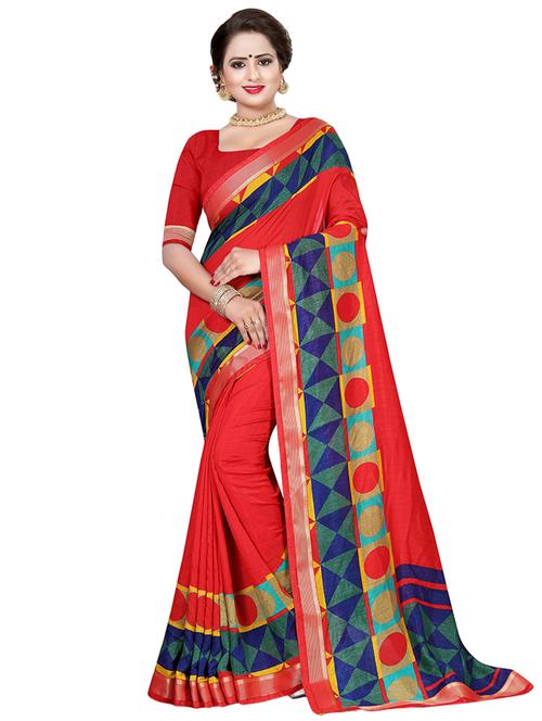 geometric printed saree with blouse - 16972803 - Very Small Image - 1